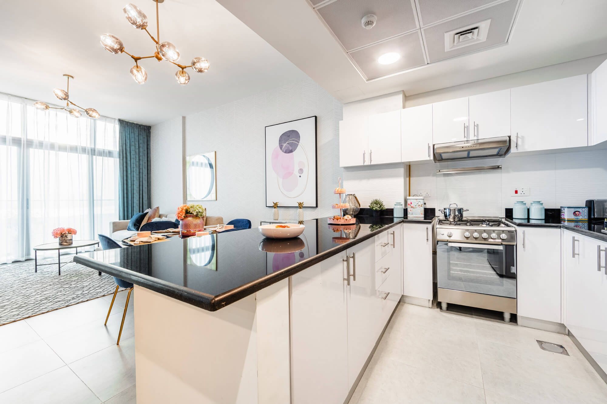 Bloom Arjaan by Rotana living room interior with contemporary decor set within Saadiyat Island Abu Dhabi